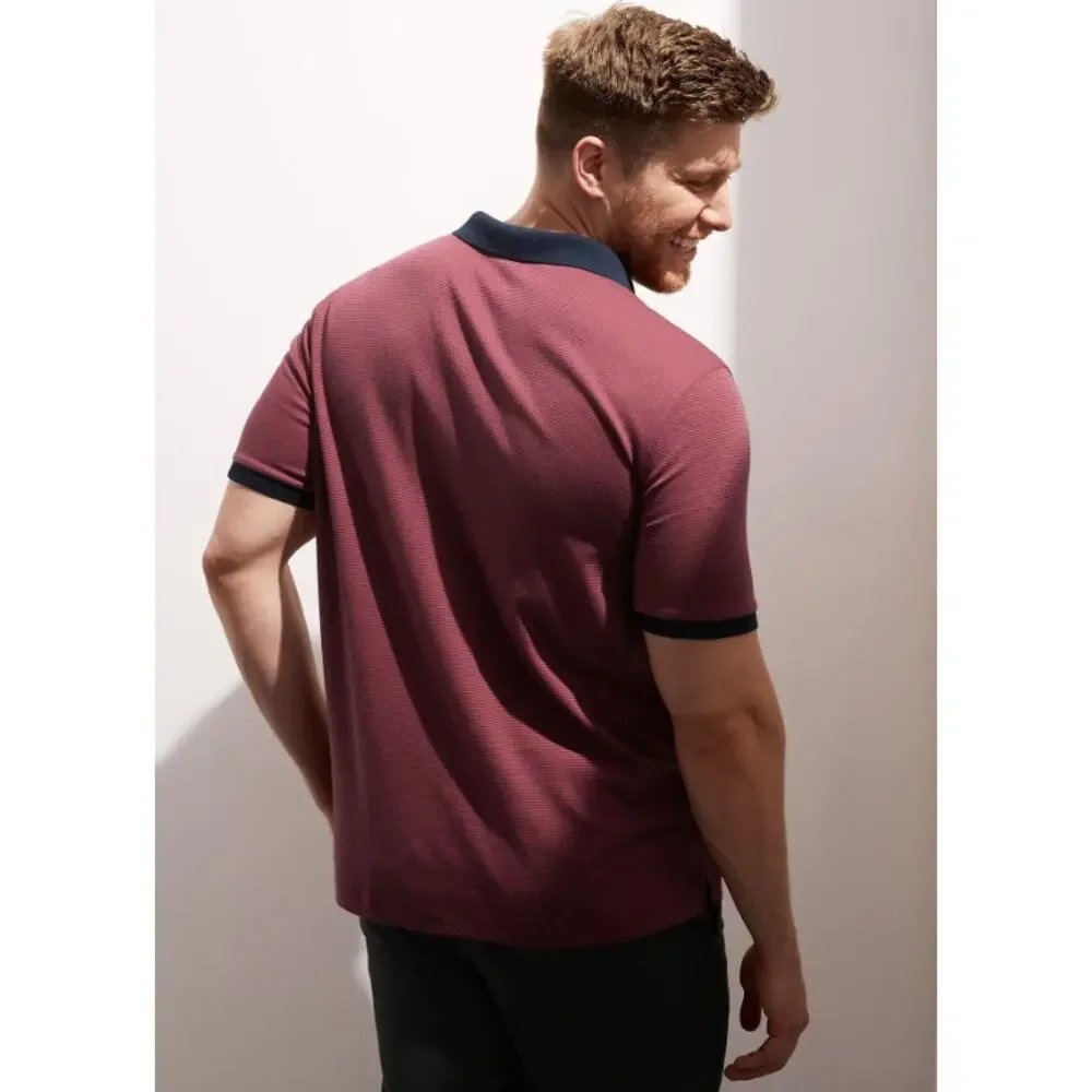 BANANA REPUBLIC Performance Golf Polo Red and Navy Birdseye Short Sleeve Men's M